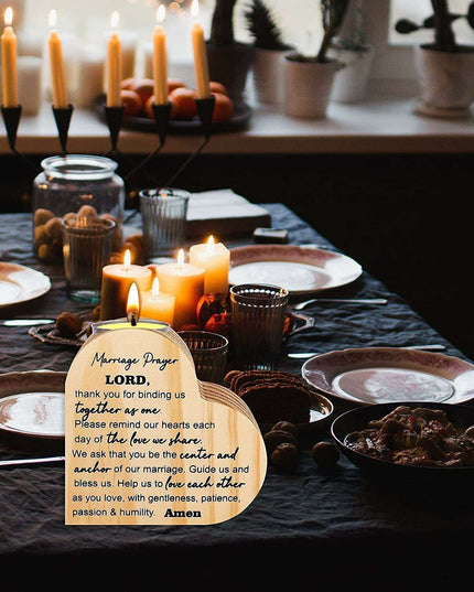 Charming Heart-Shaped Wooden Candle Holder Set | Artisan Home Accents