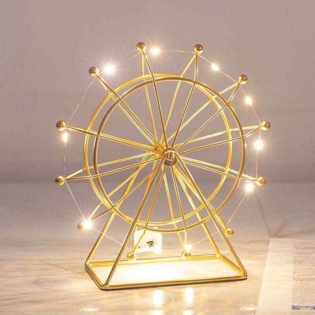 Nordic-Inspired Ferris Wheel Iron Sculpture for Stylish Home Accent