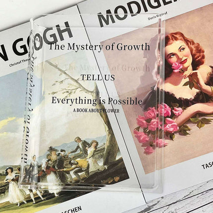 Chic European-Inspired Transparent Acrylic Book Vase - Modern Decor Accent