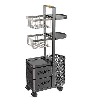 360° Rotating Carbon Steel Kitchen Storage Basket, Adjustable