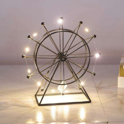 Nordic-Inspired Ferris Wheel Iron Sculpture for Stylish Home Accent