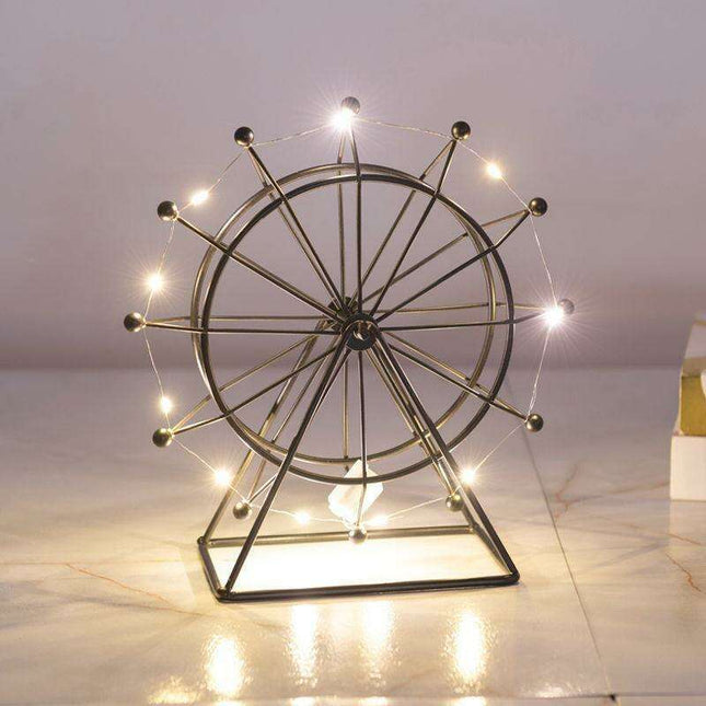 Nordic-Inspired Ferris Wheel Iron Sculpture for Stylish Home Accent