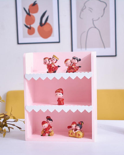 Chic Blush Pink Wooden Desktop Organizer