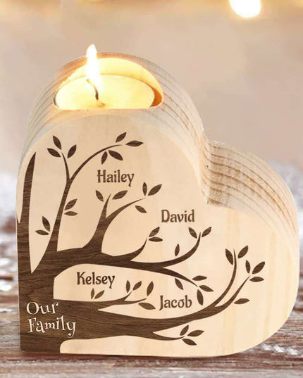 Charming Heart-Shaped Wooden Candle Holder Set | Artisan Home Accents