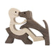 Artistic Wooden Puppy Family Ornaments - Handcrafted Decorative Pieces