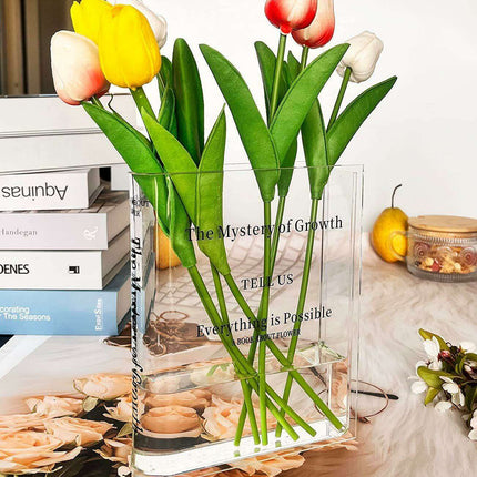 Chic European-Inspired Transparent Acrylic Book Vase - Modern Decor Accent