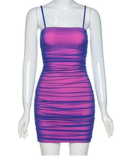 Enchanting Purple Mesh Backless Suspender Dress