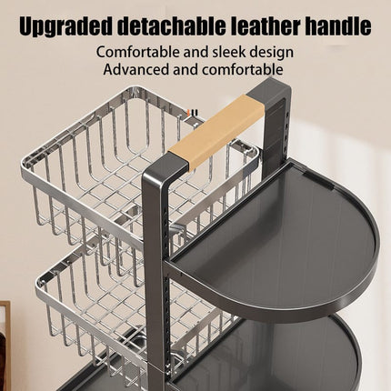 360° Rotating Carbon Steel Kitchen Storage Basket, Adjustable