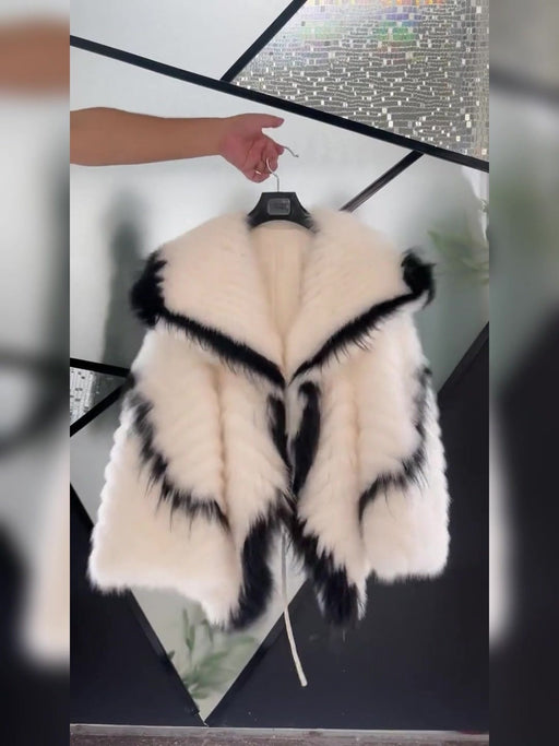 Elegant Fur Coat with Sequin Embellishments | Stylish Outerwear for Women