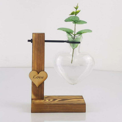 Elegantly Handcrafted Wooden Hydroponic Vase - Enhance Your Tabletop Aesthetic