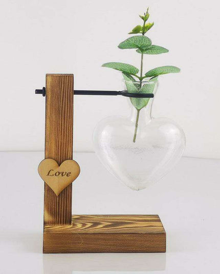 Elegantly Handcrafted Wooden Hydroponic Vase - Enhance Your Tabletop Aesthetic