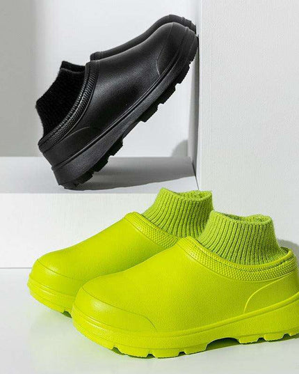 Cozy Velvet-Lined Waterproof Slides for Winter 2023 - Unisex Plush Cotton Footwear