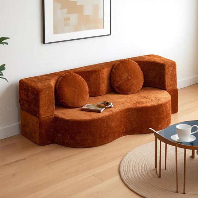 Foldable Sofa Bed - Vacuum-Compressed, Retro Fabric, Spac