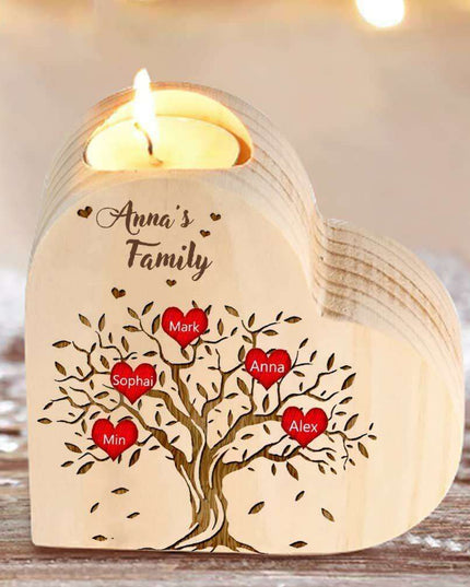 Charming Heart-Shaped Wooden Candle Holder Set | Artisan Home Accents