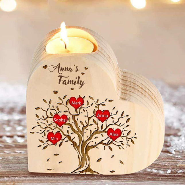 Charming Heart-Shaped Wooden Candle Holder Set | Artisan Home Accents