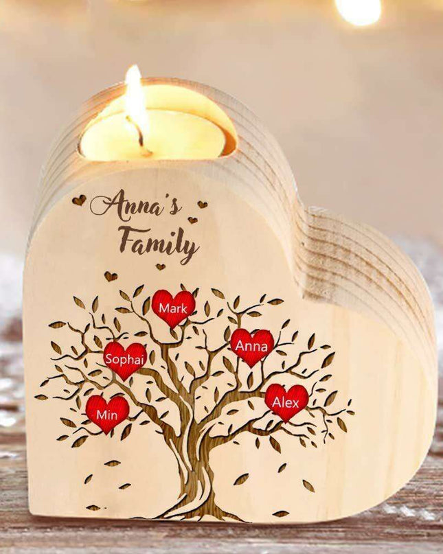 Charming Heart-Shaped Wooden Candle Holder Set | Artisan Home Accents