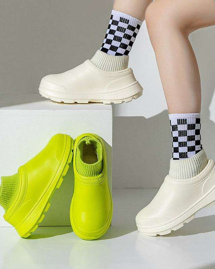 Cozy Velvet-Lined Waterproof Slides for Winter 2023 - Unisex Plush Cotton Footwear