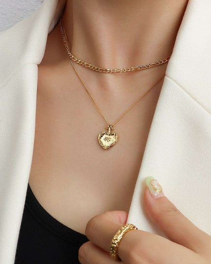 Charming Dual-Layered Titanium Heart Pendant Necklace