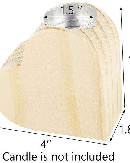 Charming Heart-Shaped Wooden Candle Holder Set | Artisan Home Accents