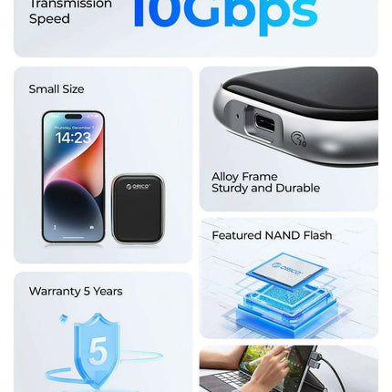 ORICO Beetle 2TB Portable SSD - Ultra-Fast Data Transfer for MacBooks, Laptops, and More - Très Elite