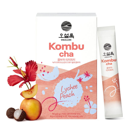 Osulloc Kombucha Lychee Peach Sticks No Sugar Added 10 Pack - Très Elite