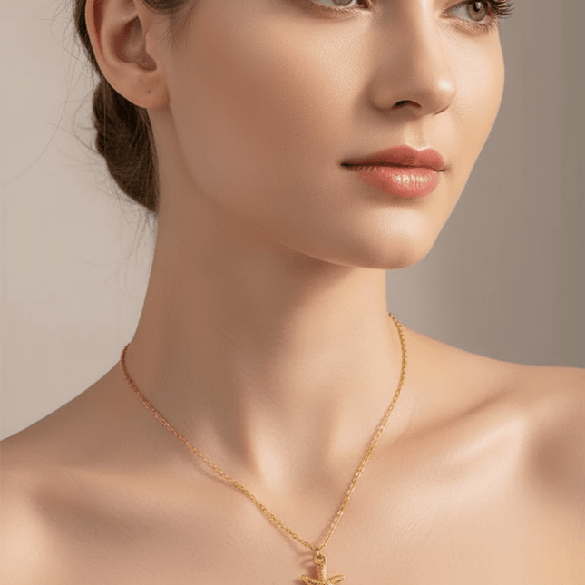 Ocean Starfish Pendant Necklace – Versatile Stainless Steel Holiday Jewelry