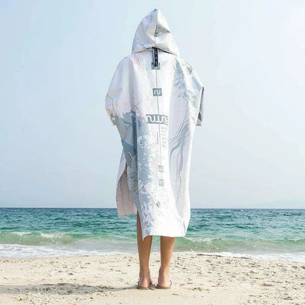 Ocean-Urban Premium Quick Dry Surf Poncho Towel - Stylish Blue Raccoon Design - Très Elite