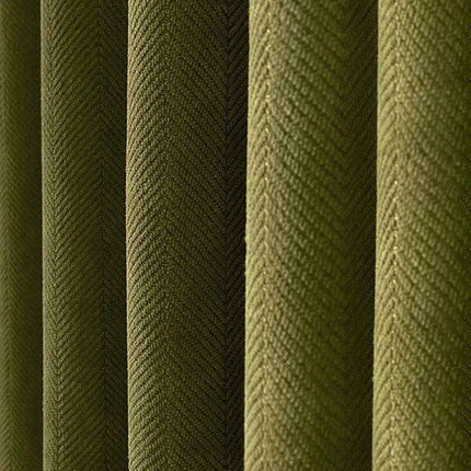 Olive Green Herringbone Luxe Blackout Drapes for Elegant Homes - Très Elite
