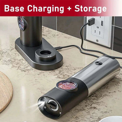 One-Handed USB Rechargeable Electric Spice Grinder Set with Adjustable Coarseness - Très Elite