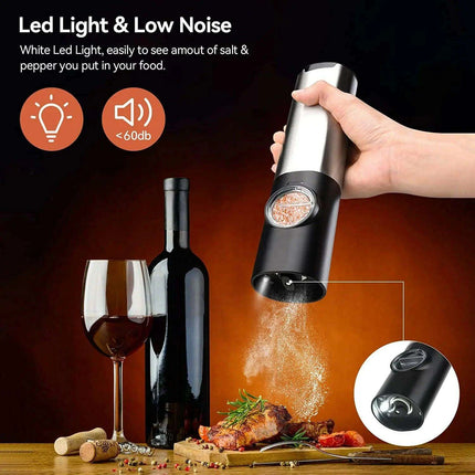 One-Handed USB Rechargeable Electric Spice Grinder Set with Adjustable Coarseness - Très Elite
