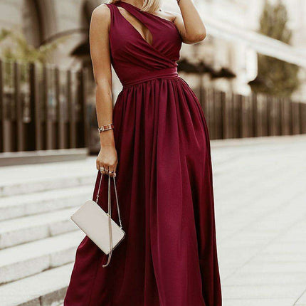 One-Shoulder Bicotone Glitter Gown - Très Elite