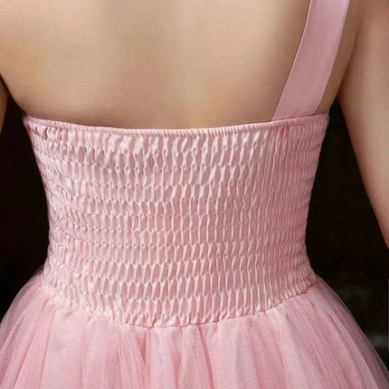 One-Shoulder Mesh Cocktail Dress for Bridesmaids and Special Occasions - Très Elite