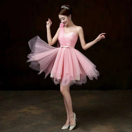 One-Shoulder Mesh Cocktail Dress for Bridesmaids and Special Occasions - Très Elite