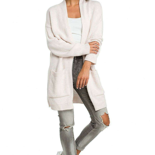 Open Front Long Sleeve Knit Cardigan