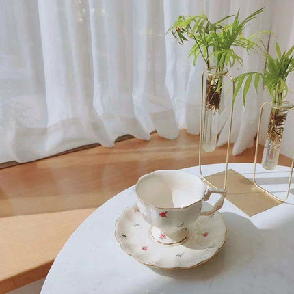 Opulent Gold Floral Bone China Tea and Coffee Set - Teapot with Cups - Très Elite