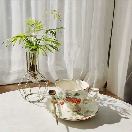 Opulent Gold Floral Bone China Tea and Coffee Set - Teapot with Cups - Très Elite
