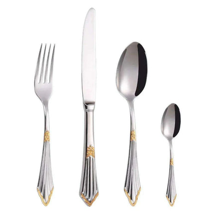 Opulent Gold-Plated Stainless Steel Cutlery Set