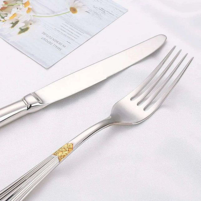 Opulent Gold-Plated Stainless Steel Cutlery Set