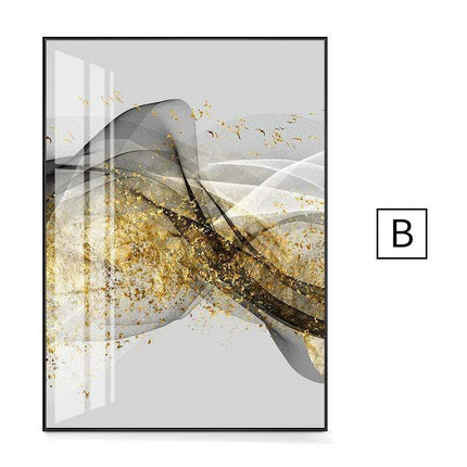 Opulent Golden Ribbon Landscape Canvas Art - Sophisticated Home Elegance- Très Elite- Très Elite