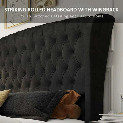 Opulent Handcrafted Velvet King Sleigh Bed - Sophisticated Style & Exceptional Comfort - Très Elite