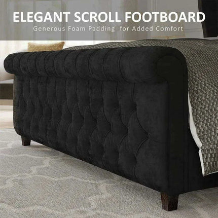 Opulent Handcrafted Velvet King Sleigh Bed - Sophisticated Style & Exceptional Comfort - Très Elite