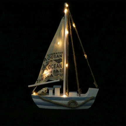 Opulent LED-Illuminated Nautical Sailboat Sculpture for Coastal Elegance - Très Elite