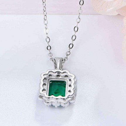 Opulent Lab-Created Emerald Necklace Ensemble with Sterling Silver Box