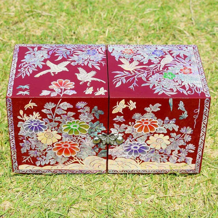 Opulent Mother of Pearl Jewelry Organizer with Butterfly and Peony Design - 4 Spacious Drawers- Très Elite- Très Elite