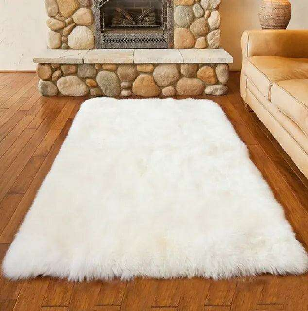Opulent White Faux Sheepskin Area Rug - Global Shipping Available