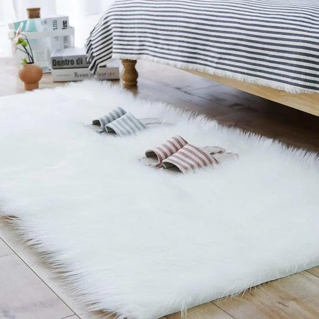 Opulent White Faux Sheepskin Area Rug - Global Shipping Available