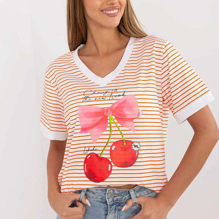Orange Blouse 213264 Cotton Blend With Elastane For Women - Très Elite