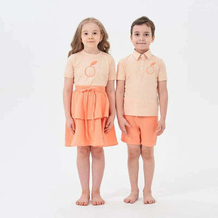 Orange Muslin Collection: Kids’ Stylish Spring/Summer Matching Outfit Set - Très Elite
