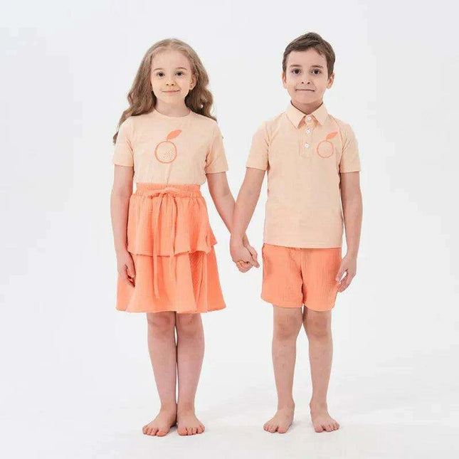 Orange Muslin Collection: Kids’ Stylish Spring/Summer Matching Outfit Set
