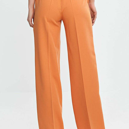 Orange Wide Leg Trousers For Women With Creased Front - Très Elite